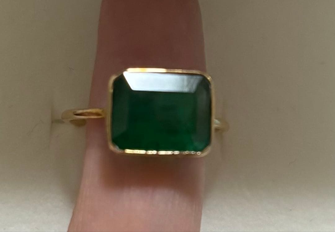 天然石　エメラルド　10金　リング　12.5号