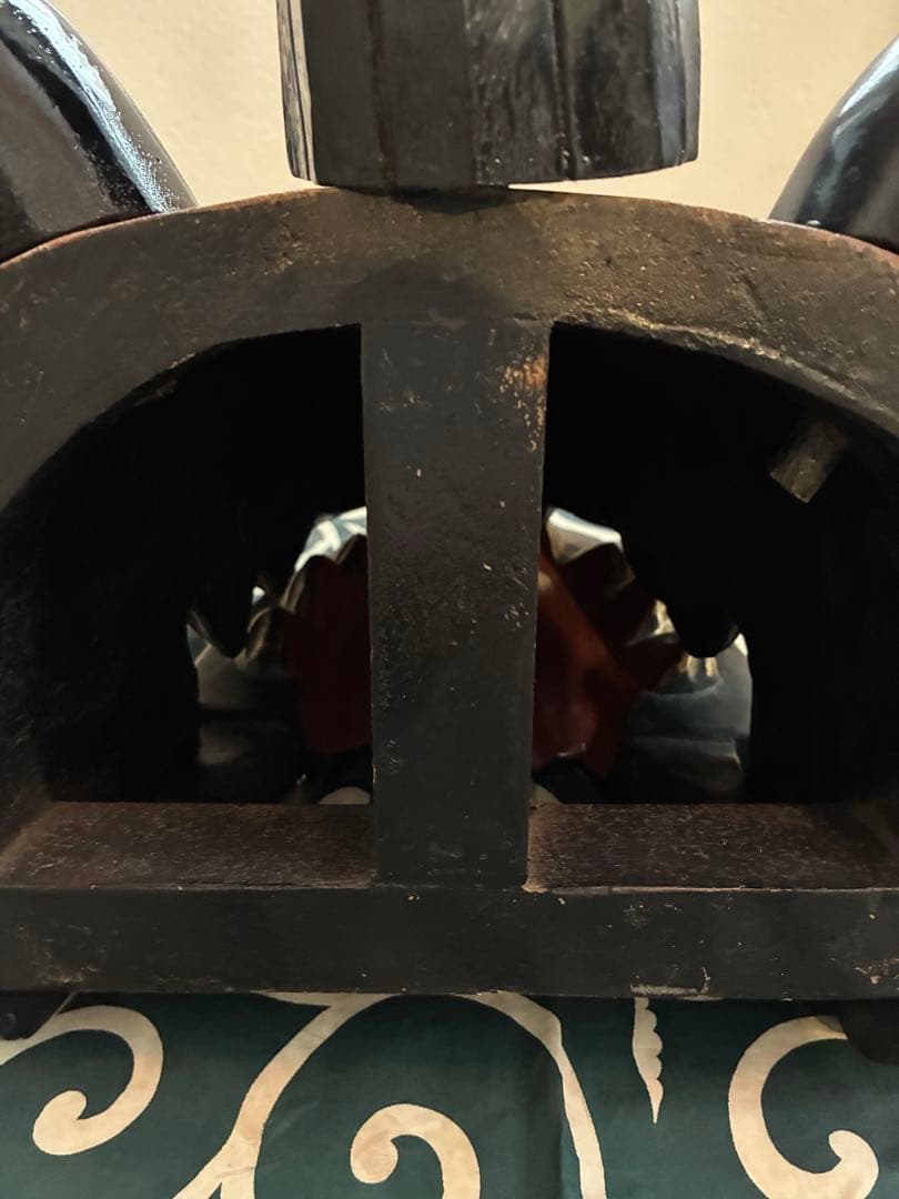 昭和 美品 獅子舞 獅子頭 祝い獅子 木彫り 骨董 唐草模様 風呂敷 希少 レア