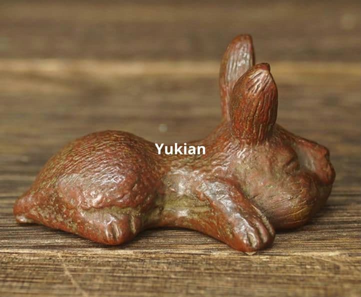 銅細工 兎 文鎮 書房 茶寵 装飾品 工芸品 美術品 置物