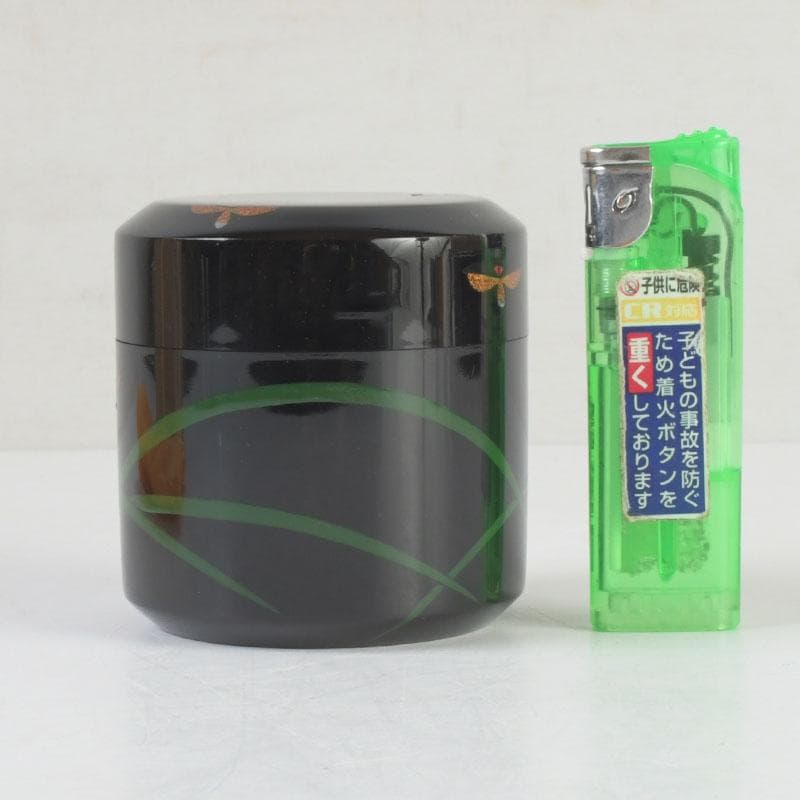 茶道具　山中塗　中村宗悦作　即中斎好写　蛍早苗蒔絵　雪吹棗　共布共箱　V9826