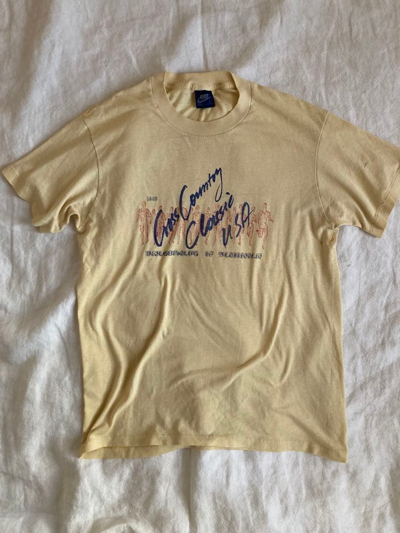 80s NIKE ナイキ ヴィンテージ イエロー マラソンT アメリカ製 L