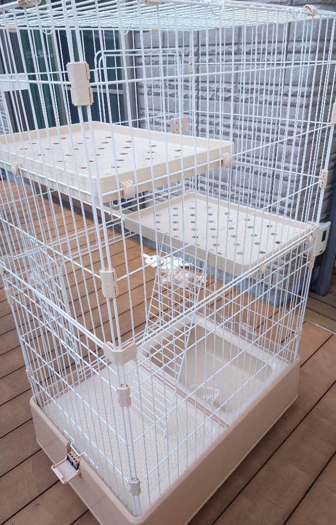 キャットケージ 2段式 ☆にゃん箱1号　STADIUM アイボリー(おまけ付き)