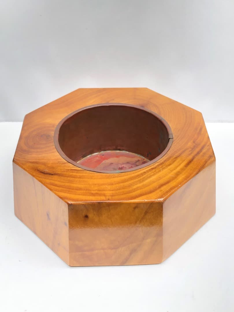 古民具　卓上火鉢　木製 八角形 小型　茶道