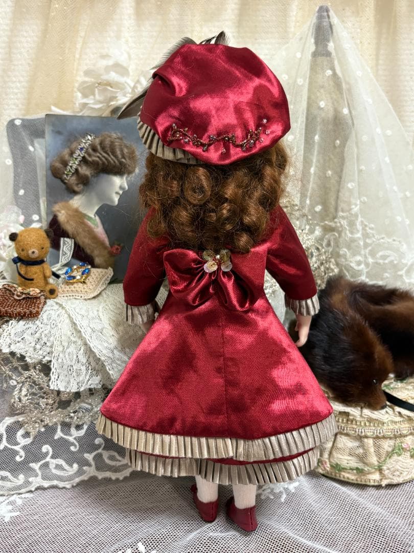 ✴︎ちょっと休憩中✴︎ビスクドール用♡ドレス(深紅)セット