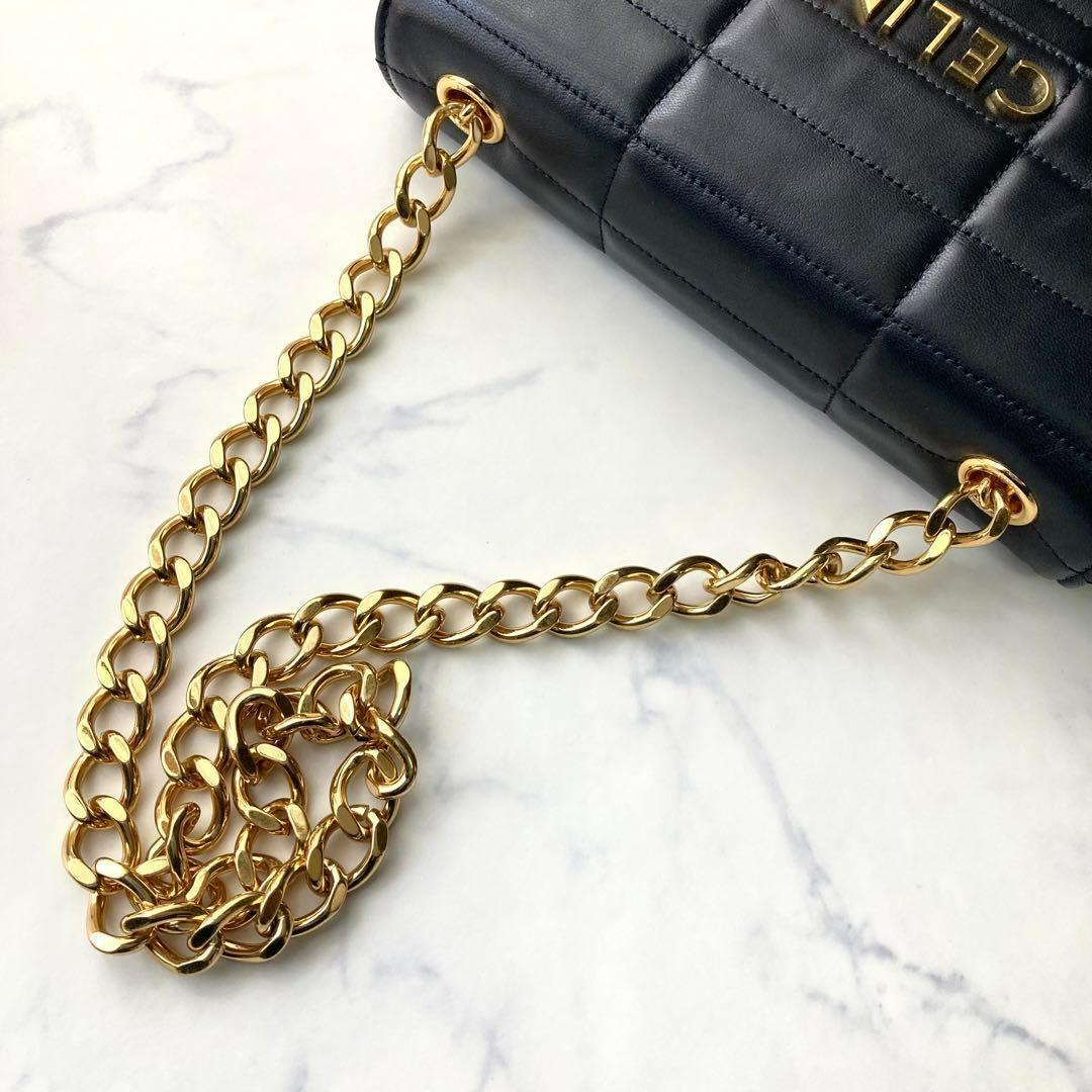 極美品 セリーヌ マトラッセ モノクローム チェーン ショルダーバッグ