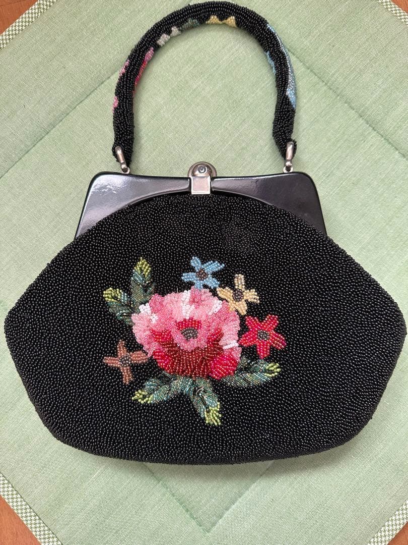 花柄ビーズ刺繍　ハンドバック　和装／洋装　小物