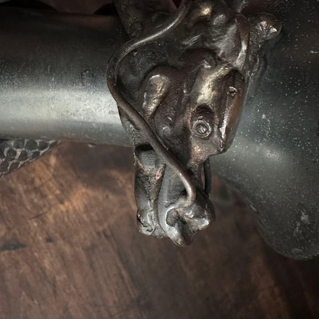 【希少】　古銅　銅製　鉄龍巻　龍巻花瓶　雄峰造　花入　高岡銅器　金工美術　大