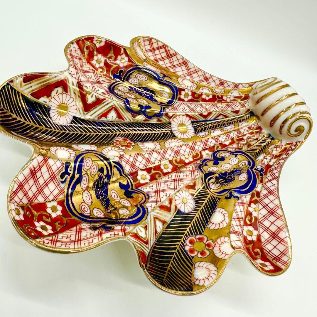 【希少】戦後・占領期 手描きシェル皿｜金彩×和柄｜ヴィンテージ 昭和レトロ