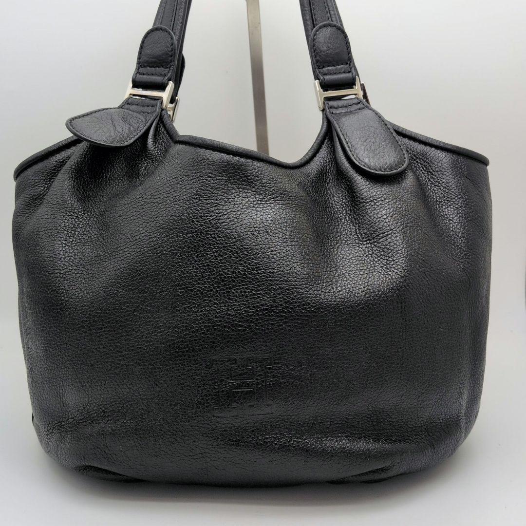【極美品】HIROFU　トートバッグ　シボ革　Hロゴ ブラック