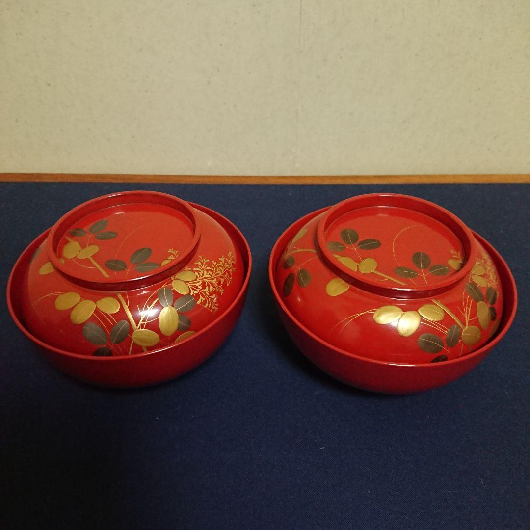 天然木本漆 煮物椀 2客