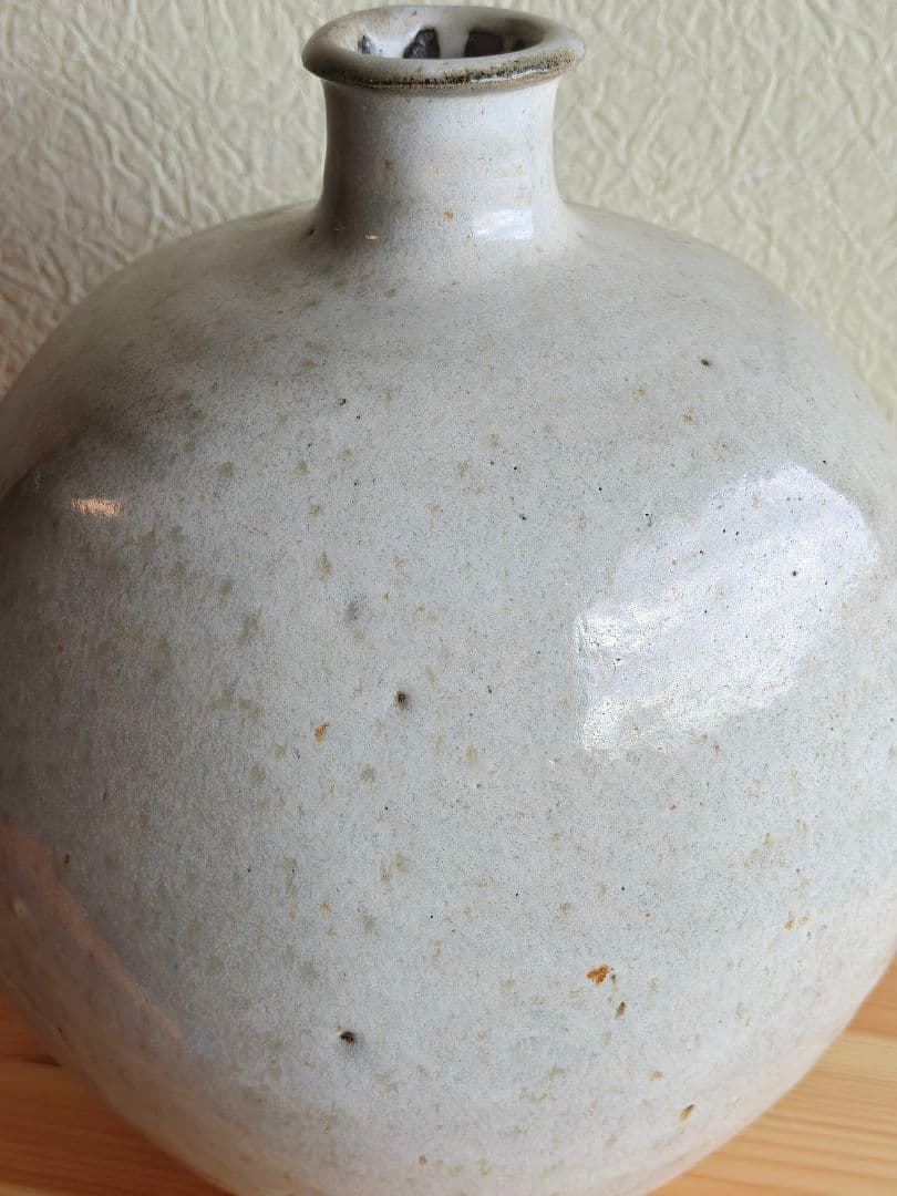 生田和孝 丹波焼 白釉扁壷 師：河合寛次郎 花瓶 花生