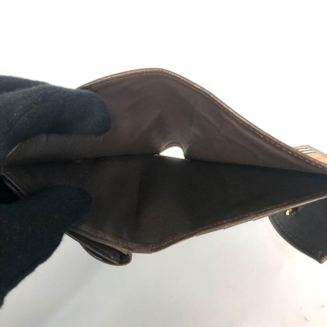 【未使用品】バーバリー 二つ折り財布 ノバチェック キャンバス ブラウン