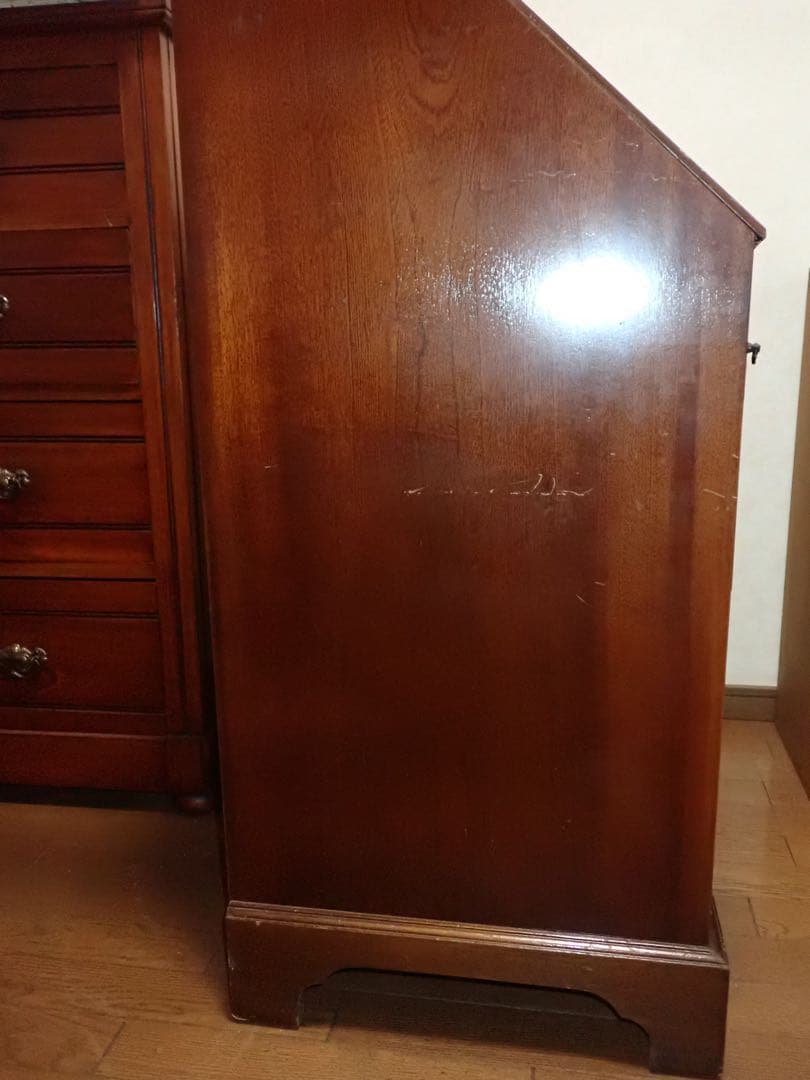 英国 1950年 ライティングビューロー マホガニー 鍵付き アンティークデスク