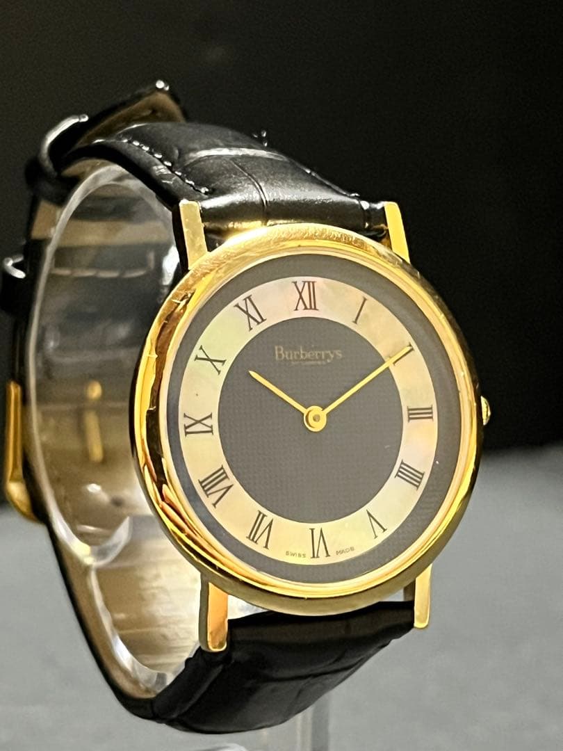 ★超絶美品！バーバリー6000G ネイビーシェル文字盤　メンズ腕時計　稼働