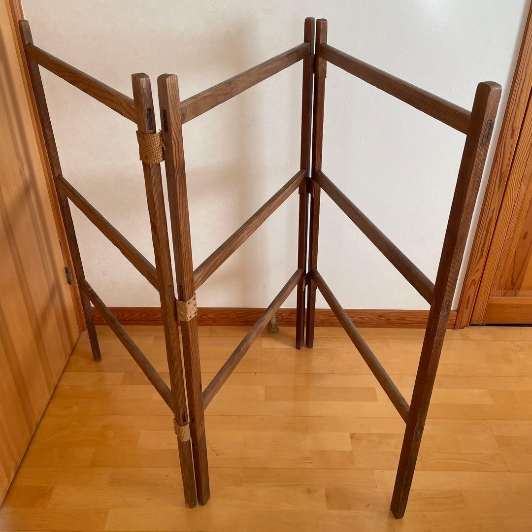 アンティーク木製折りたたみ式リネン掛け