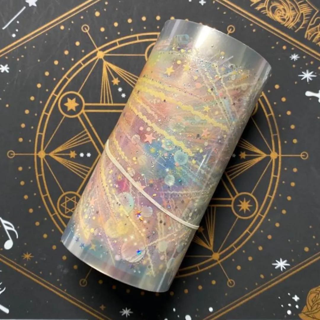 【9236】海外　中古巻貝殻銀マスキングテープ　半透明花火　装飾背景系　残量多め