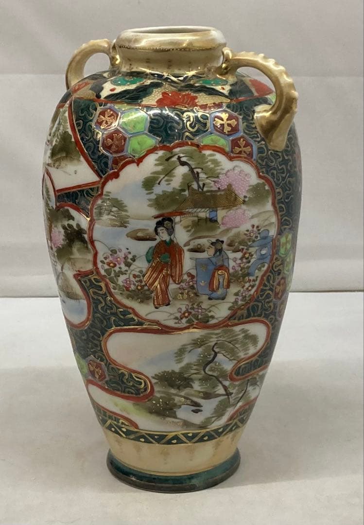 B387s 「名所美人図 花生」ノリタケ　明治時代　輸出　スパイダーマーク