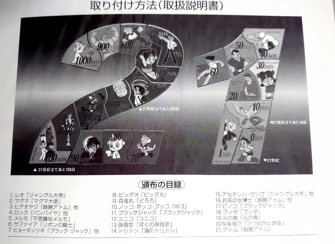 手塚治虫　21世紀カウントダウン ピンバッジ・コレクション　純銀製　21点セット