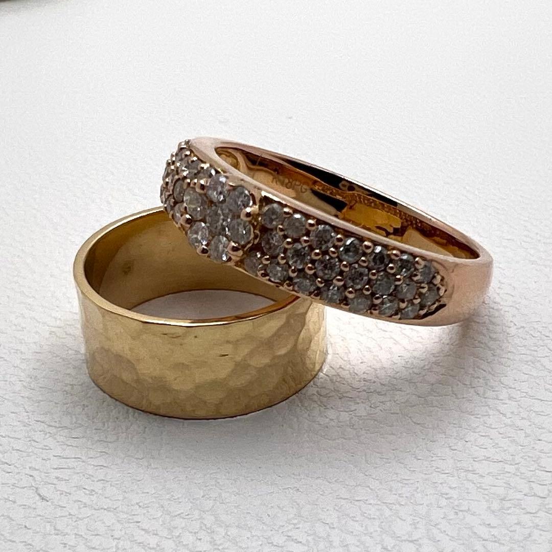 K18 PGリング　幅4.3〜3.2㎜ダイヤ0.5ct 12号 3.43g