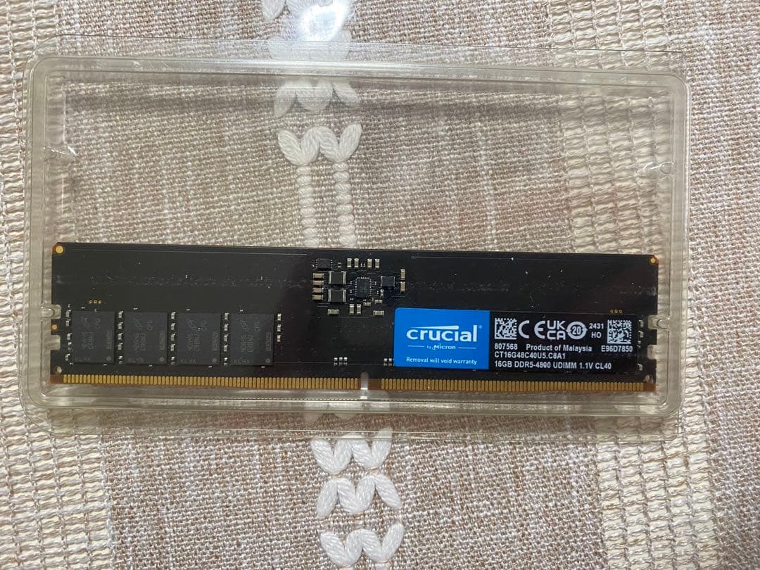 crucial DDR5 16GB x1 4800MT/s CL40 新品