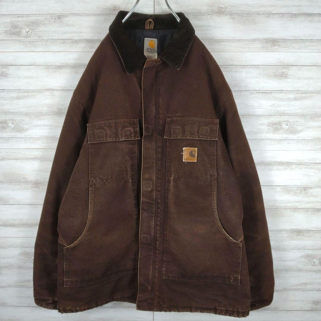 メンズ☆カーハート　トラディショナルジャケット　USA製　XL　レザーパッチ人気