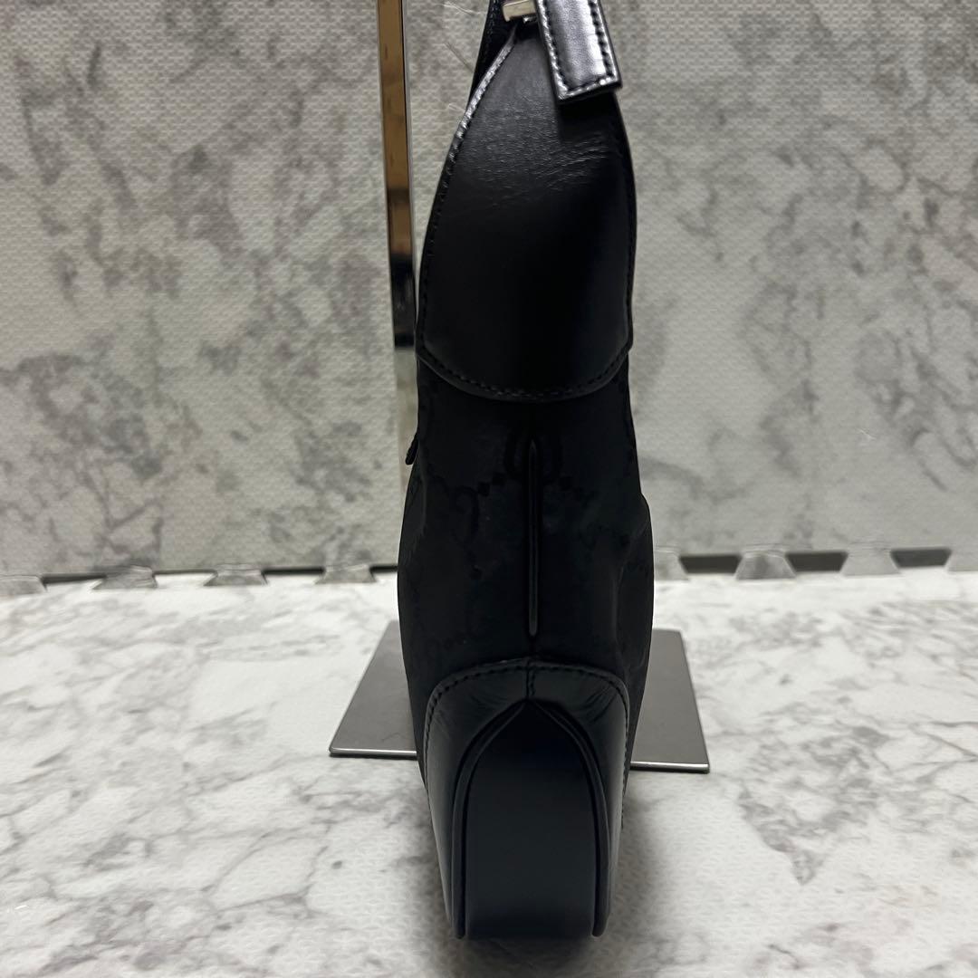 極美品✨グッチ ジャッキー ワンショルダーバッグ GGナイロン ブラック レザー