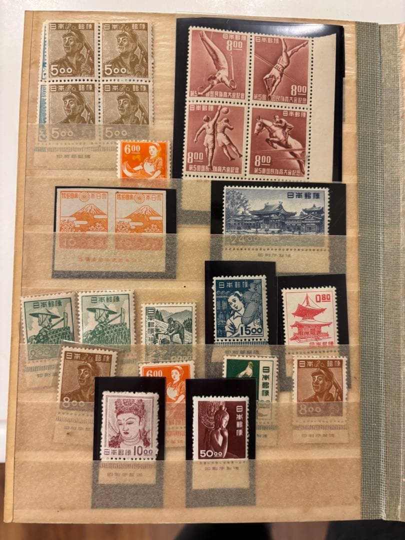 シ*g様 【未使用レア品・銭切手】写真の中全セット　産業図案　平等院鳳凰堂　印刷