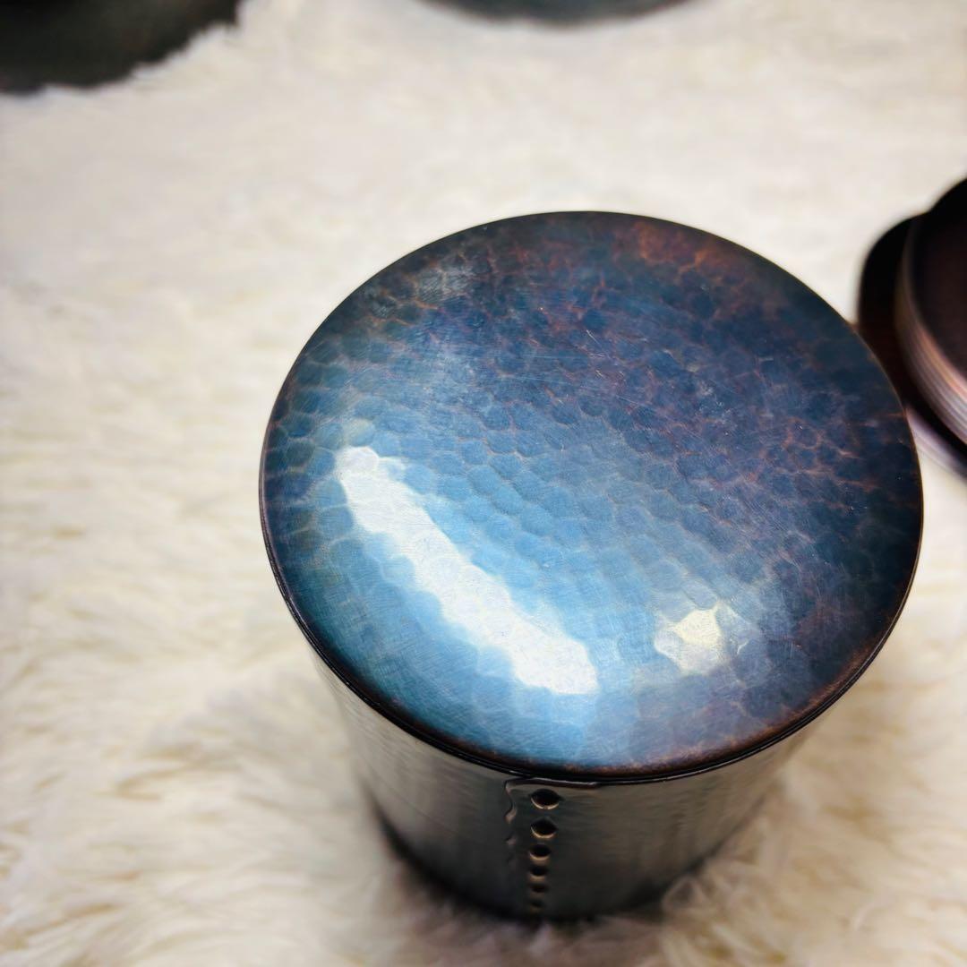 玉川堂　茶筒　建水　水差し　薬缶　鎚起銅器　茶器揃　玉虫　紫　燕三新潟県