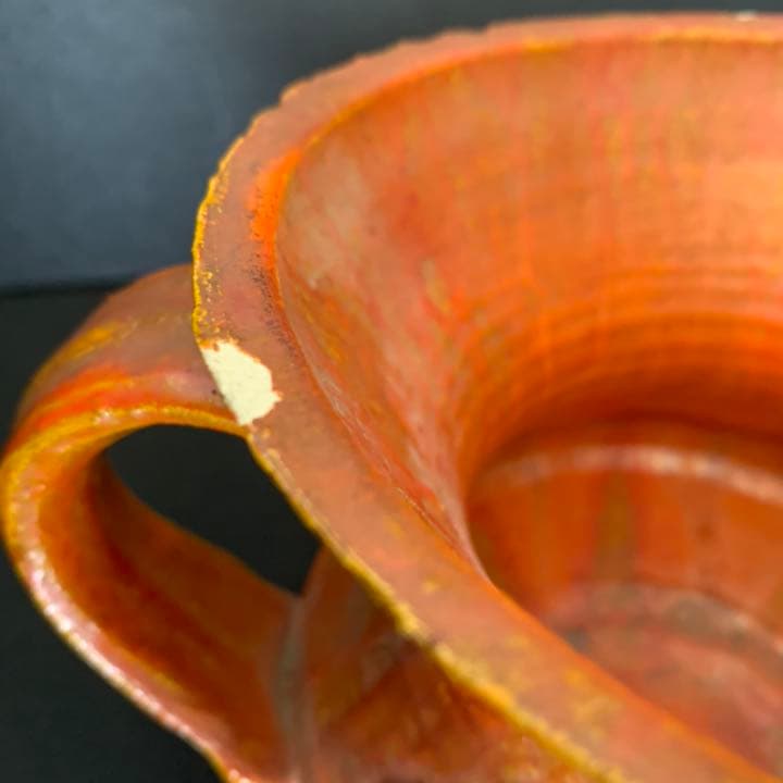 現代陶芸　京都美術文化大賞　文化功労者『藤平 伸』朱紅花器　清水焼　オブジェ