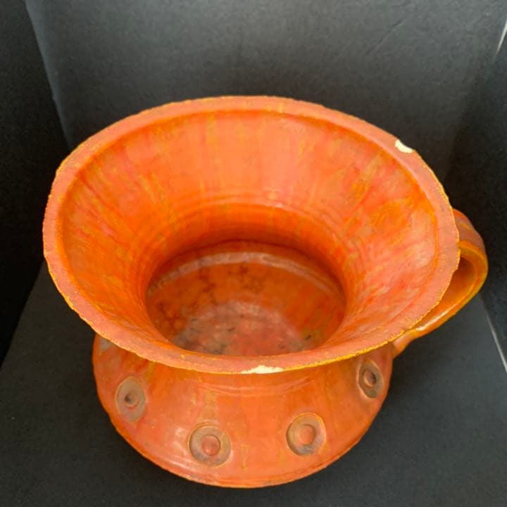 現代陶芸　京都美術文化大賞　文化功労者『藤平 伸』朱紅花器　清水焼　オブジェ