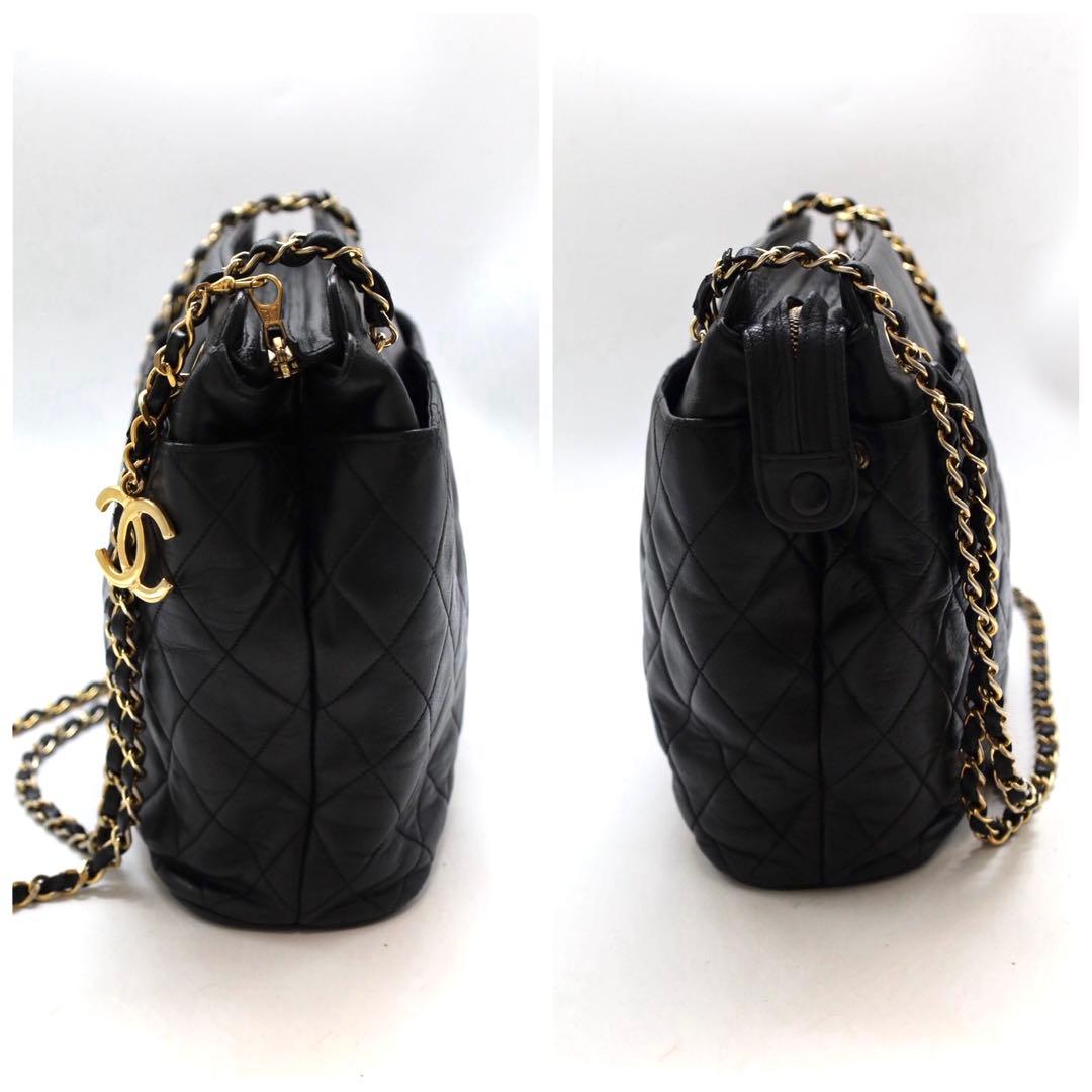 シャネル マトラッセ チェーンショルダーバッグ ラムスキン ブラック