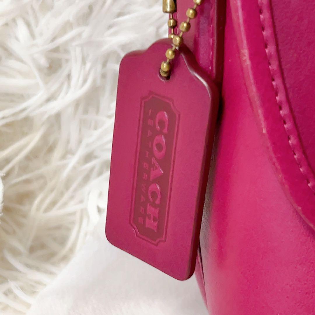 百貨店限定✨希少色 美品 コーチ ショルダーバッグ バイオレットピンク 逆台形型