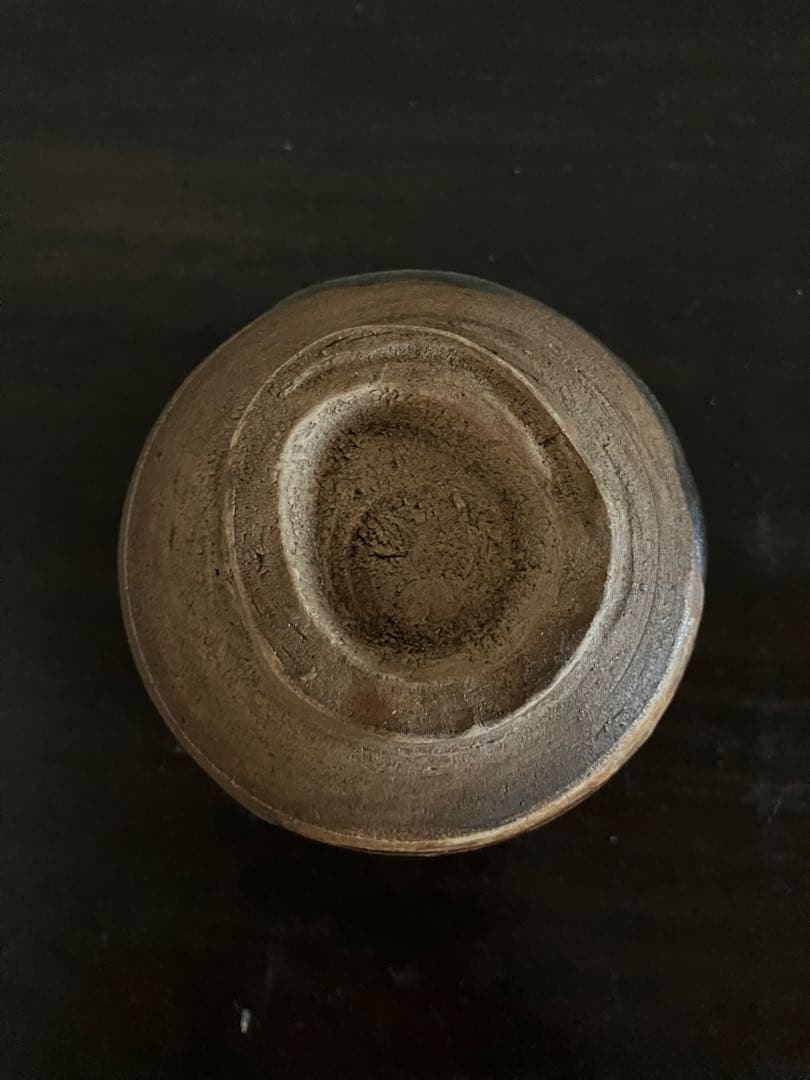 古物 黒織部 筒茶碗 共箱有