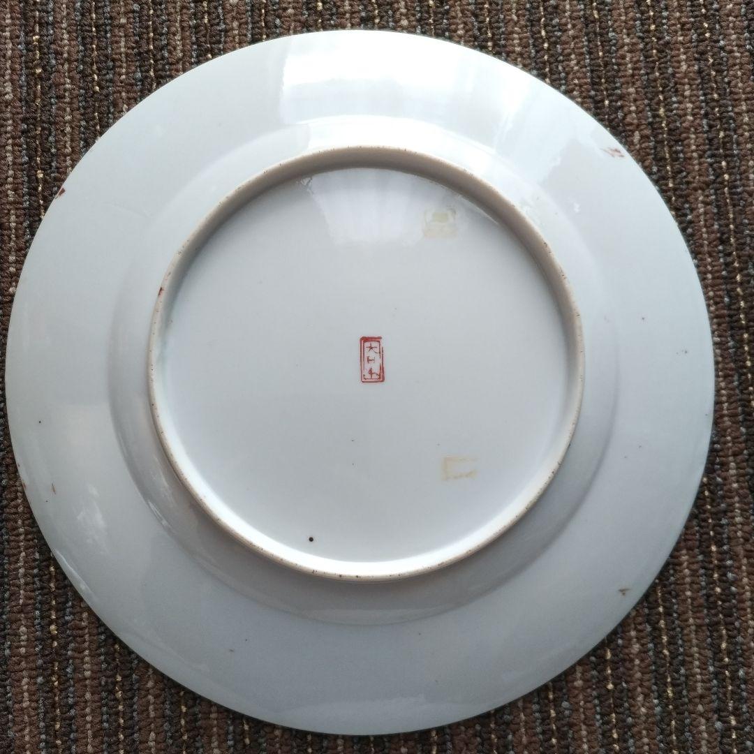 オールドニッポン　薩摩焼　薩摩十字　金襴手　観音羅漢図　８寸皿