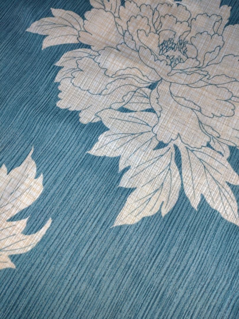 【ラスト１枚】✿新品未使用　綿麻浴衣　ターコイズブルー　高級浴衣　碧色　牡丹