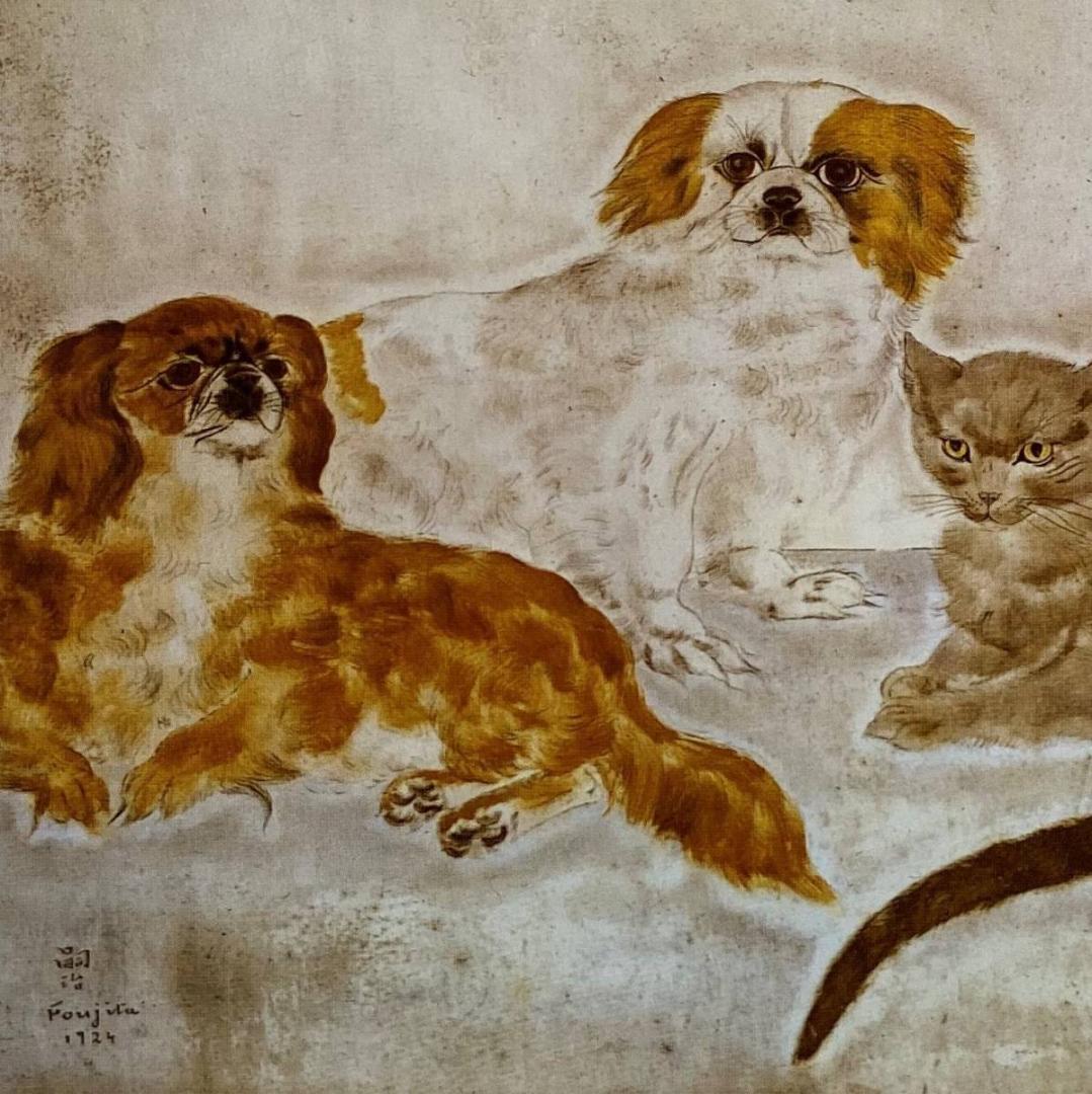 藤田嗣治、「Deux Chiens et deux chats」