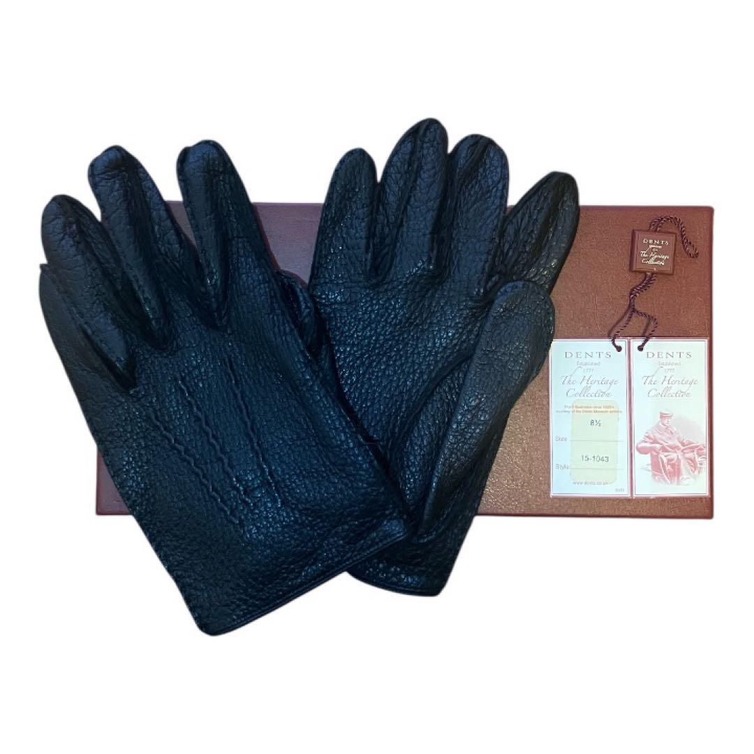 デンツ　ペッカリー　手袋　裏地なし　サイズ8H　BLACK
