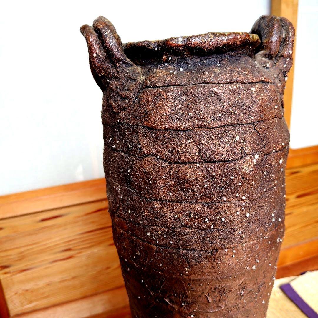 赤茶色の持ち手付き陶器