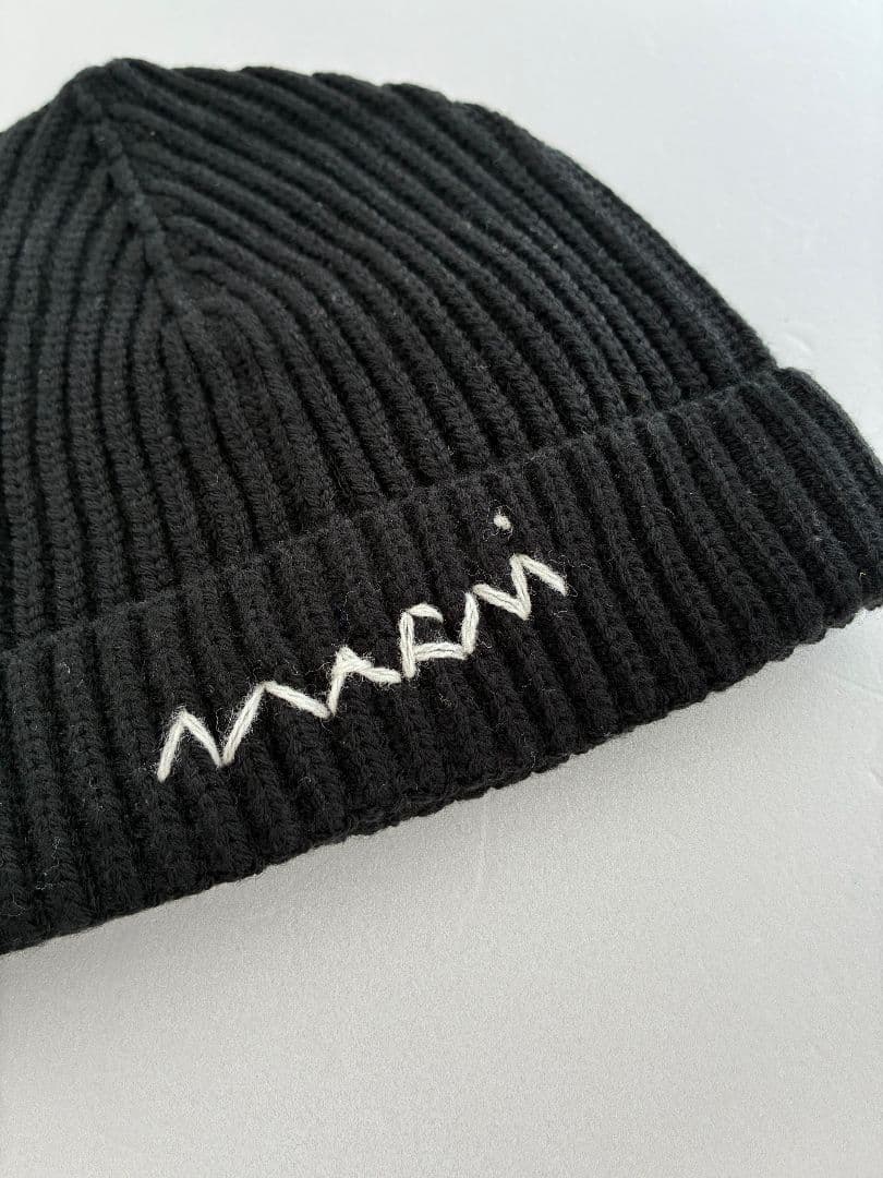大人もOK! Marni マルニ .刺繍ロゴ リブ ニット帽 ニットキャップ