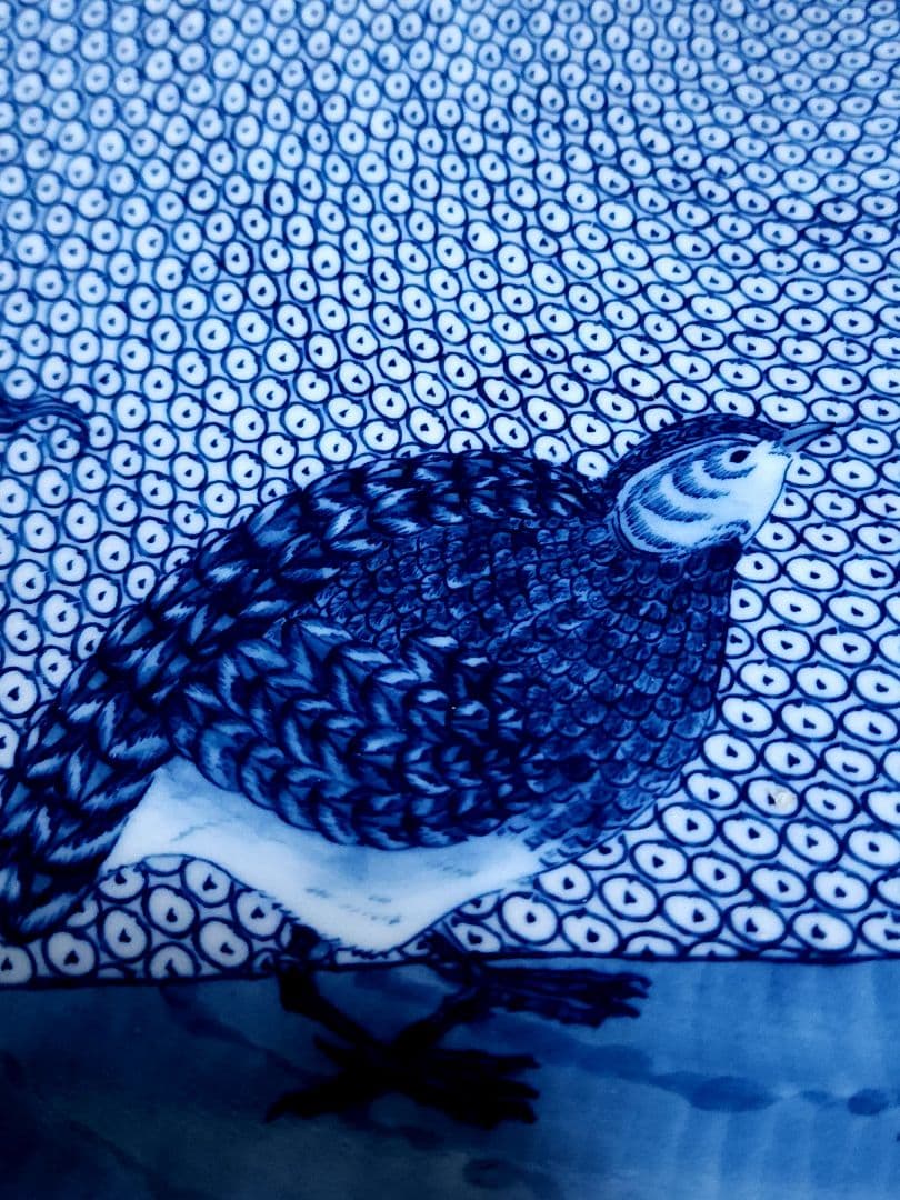 葉山有樹 細密画大鉢 古伊万里粟に鶉画銅鑼鉢 直径：約44.3cm