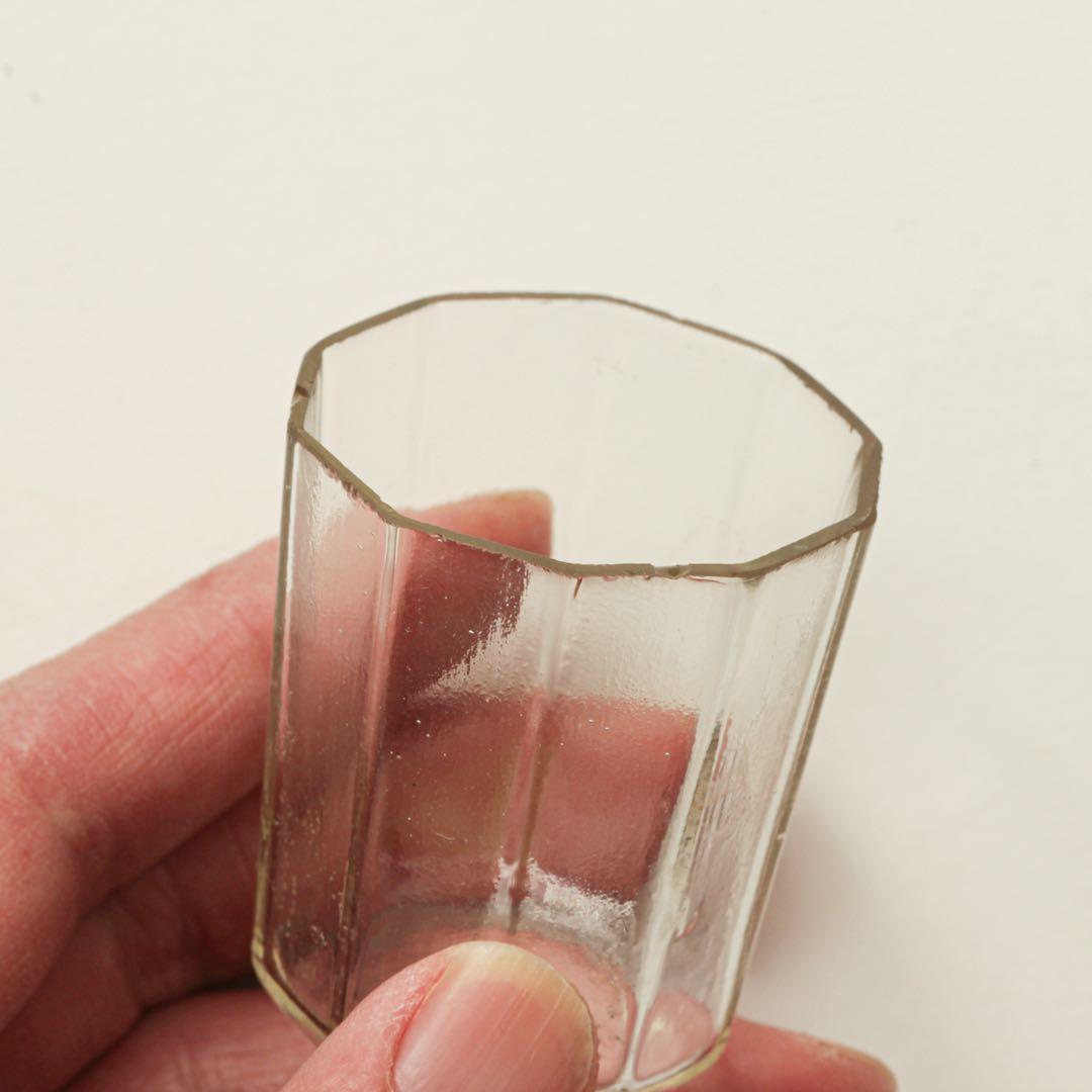 明治　大正　ガラス　面取り　ちょこ　猪口　酒器　酒盃　ゆらゆら