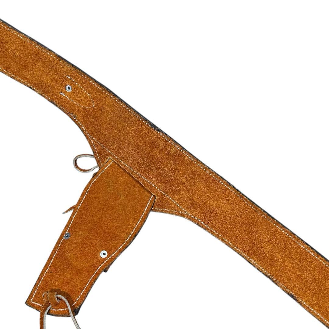 未使用級　カービングレザーガンベルト ナチュラルW最長約109cm最短約94cm