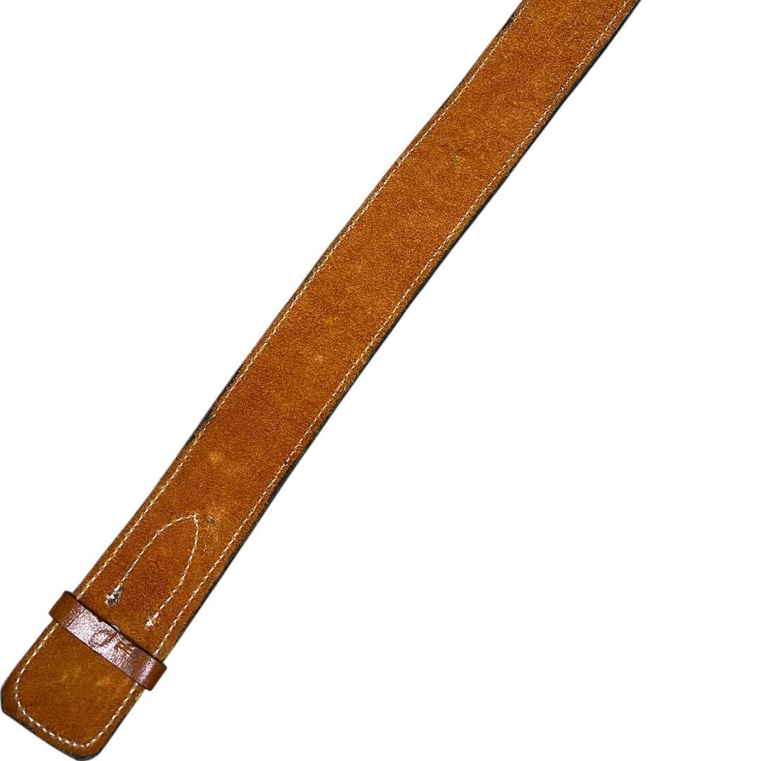 未使用級　カービングレザーガンベルト ナチュラルW最長約109cm最短約94cm