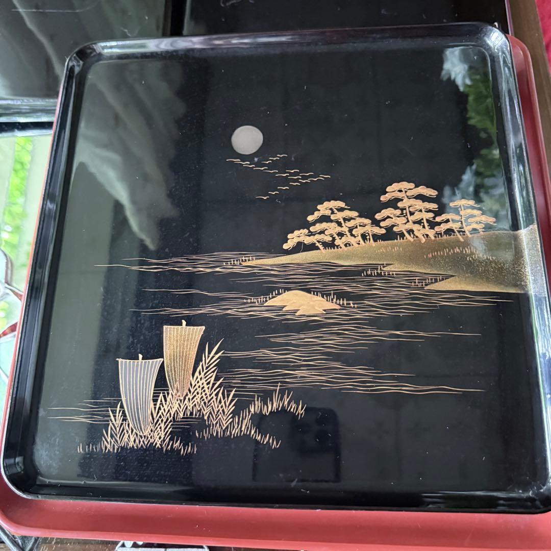 2200様感謝‼️秋の風雅‼️JAPAN 研出蒔絵 『銀月』絵替八寸膳十客木箱