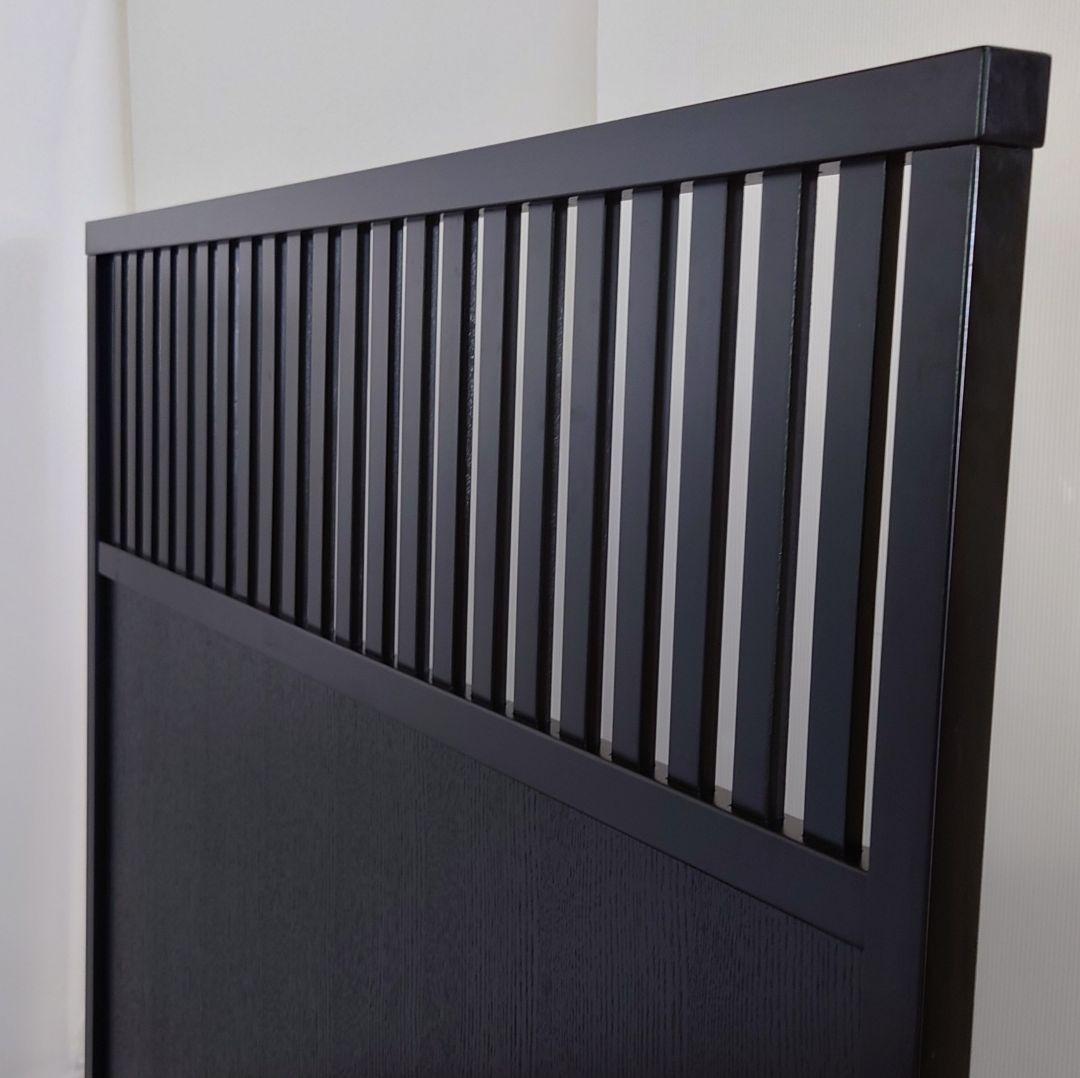 衝立　ブラック　格子状和風衝立　シンプル１枚式　パーテーション　ブラック塗装③