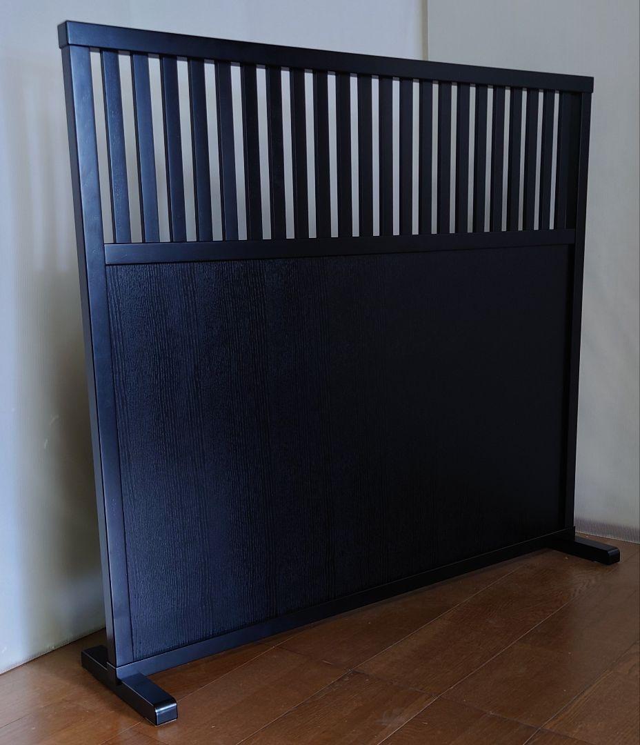 衝立　ブラック　格子状和風衝立　シンプル１枚式　パーテーション　ブラック塗装③