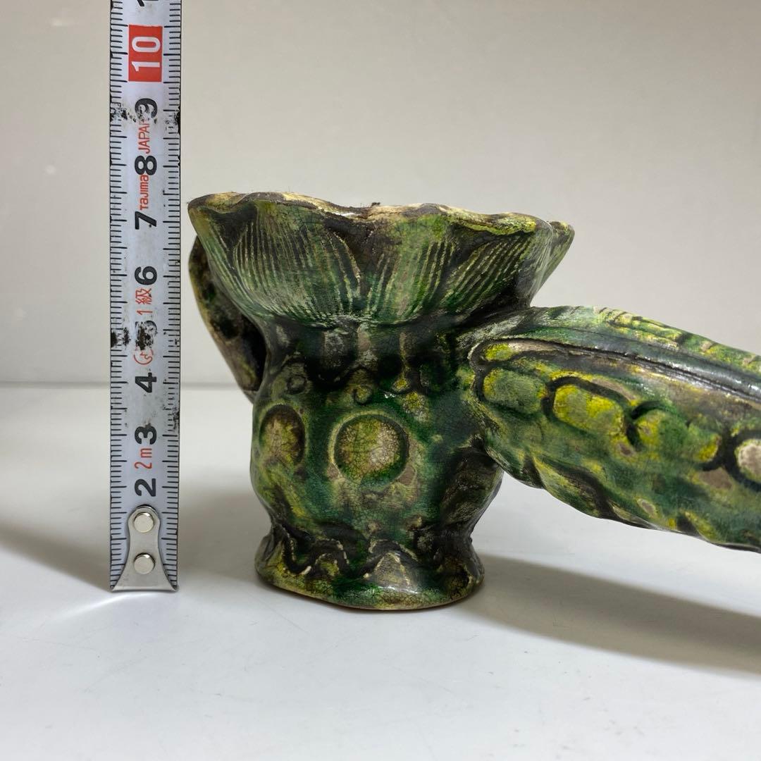 江戸中期　源内焼　蝋燭立　木箱付　長さ14.5㎝ 東Y7-0116☆2Fタルニ