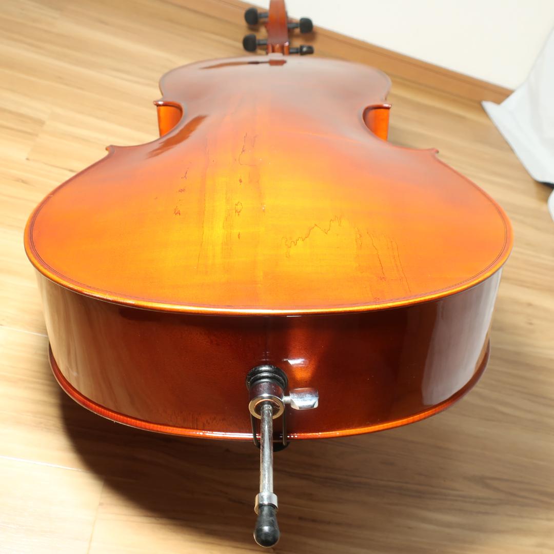 チェロ 4/4 弓付き トップ単板 メーカー不明 【直接引取値引あり】