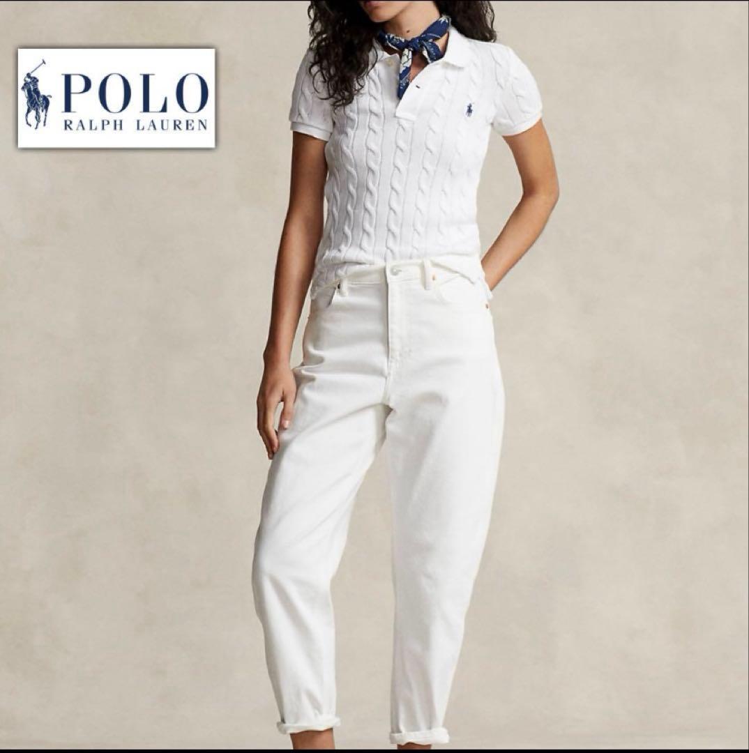 POLO RALPH LAUREN ケーブル編みポロシャツ Mサイズ ホワイト