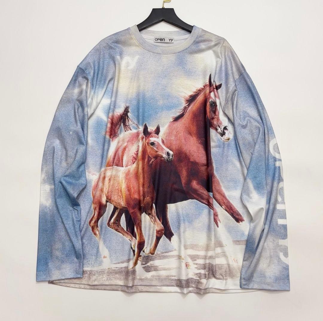 Open YY オープンワイワイ 赤い月詠イクト ロングスリーブ Tシャツ